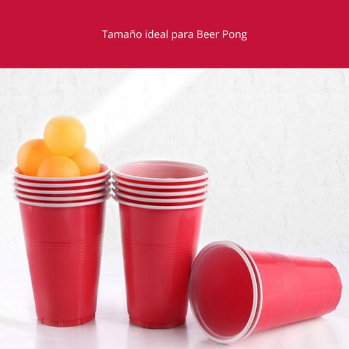 100 Vasos Plásticos Pp 16 Oz / 500 Cc Ml Para Fiesta - Cukin Rojo