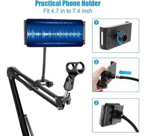 Soporte Brazo Micrófono Norplat Tiktok Estudio Grabación Negro