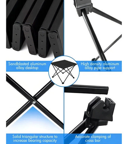 Mesa Camping Plegable Portátil Metalico Con Bolso - Norplat Negro