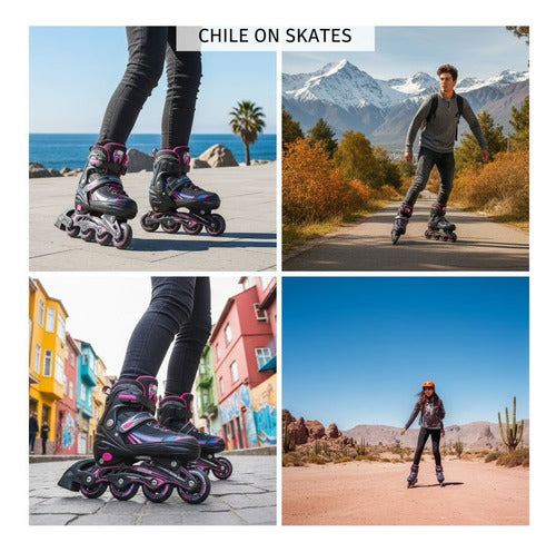 Patines En Linea Rollers Adolescentes Adultos Ajustable M 65 Mm Rosa Chicle