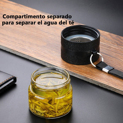Botella Infusor Vidrio Borosilicato Infusión Separado De Té Negro