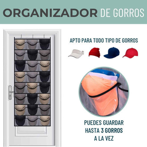 Organizador Gorras Gorros Jockey Detrás De Puerta - Norplat Gris