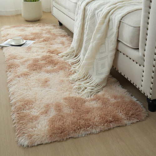 Alfombra Bajada De Cama Peluda 160x60cm 3cm Suave - Norplat Beige Camel Liso