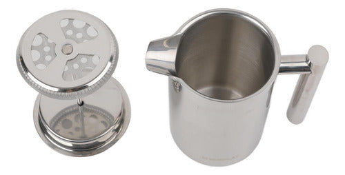 Cafetera Manual Prensa Francesa Acero Cafe 800ml - Norplat Plateado
