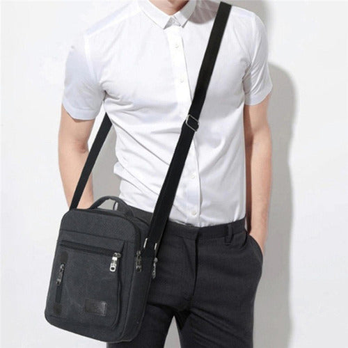 Bolso Bandolera Maletin De Lona Hombre Caballero - Norplat Negro