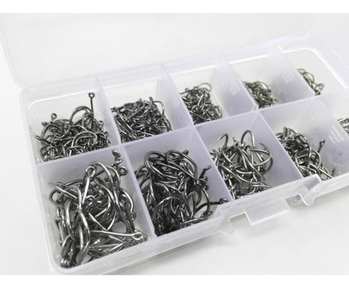 500 Anzuelos Pesca Tamaños Mixtos Acero Al Carbono - Norplat Plateado