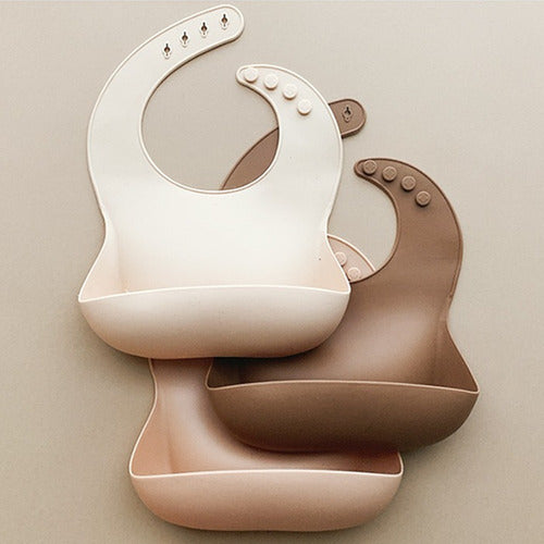 Babero De Silicona Sin Bpa Premium Resistente Agua - Norplat Beige Beige Talla Unica