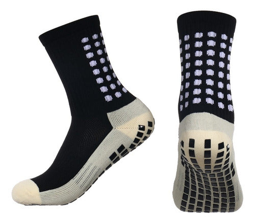 Calceta Fútbol Antideslizante + Calceta S/pie Niño Infantil Negro