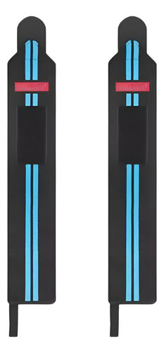 Par Muñequeras Crossfit Fitness Gym Elasticada Norplat Negro+azul