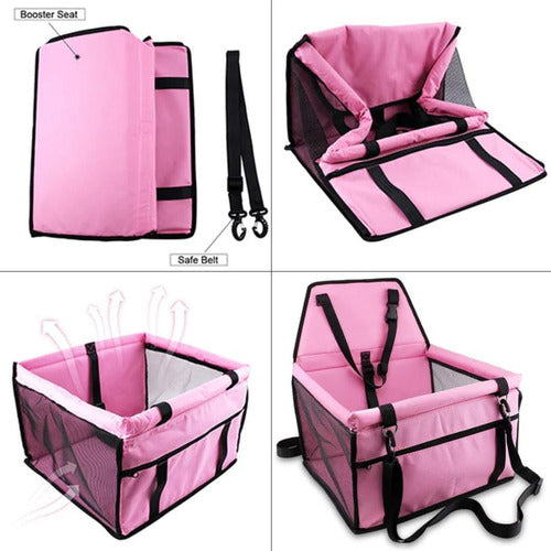 Norplat Asiento Auto Mascota Reforzado Plegable Seguridad Rosa Claro