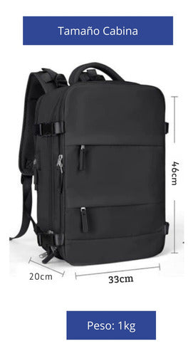 Mochila Notebook Viaje Ligera Vuelo Cabina Mano - Norplat Negro Liso