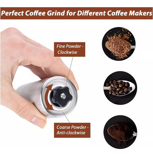 Molino Molinillo De Café Manual De Acero Inoxidable - Cukin Plateado