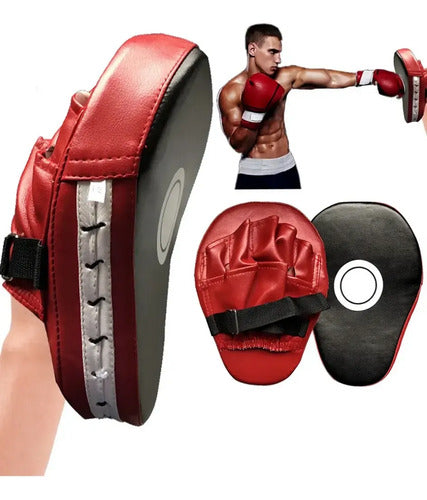 2 Focos Karate Boxeo Norplat Manopla Entrenamiento Curvo Mma Rojo Y Negro