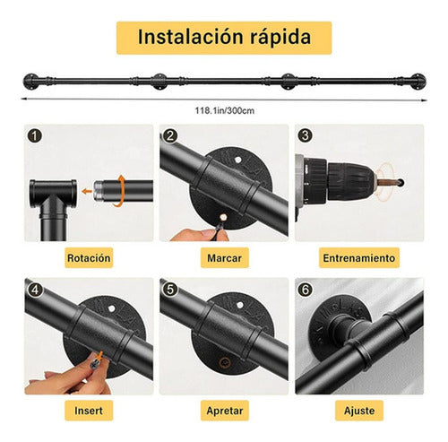 Barandal Pasamanos Tubo Escaleras Profesionales 3m - Norplat Negro