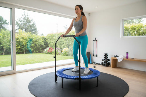 Trampolín Fitness Norplat Plegable 100cm 1m Cama Elastica Azul