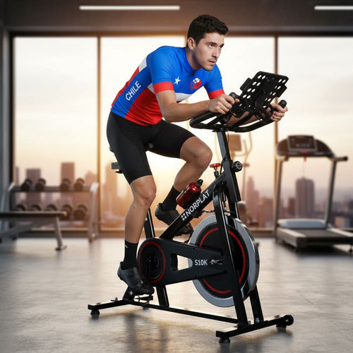 Bicicleta Estatica Norplat S10k Spinning Fija Fitness 10kg Negro