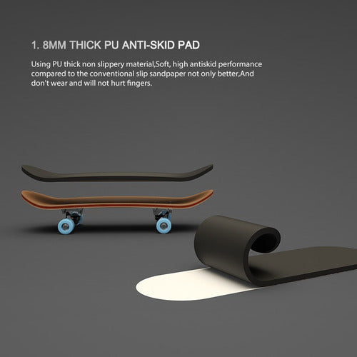 Skate Dedos Madera Profesional Rodamiento Fingerboard Finger Negro Negro