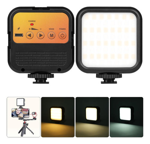 Foco Led Norplat Para Cámara Celular 3000-5500°k 1.2ah 800lm Negro Blanco Cálido Y Frío