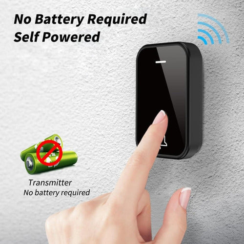 Timbre Inalambrico Exterior Portatil Autoalimentado Norplat Negro