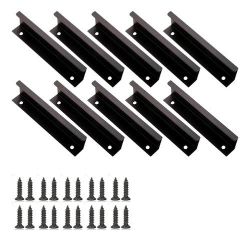 10 Tiradores Para Muebles Cocina Tornillos Manillas Norplat Negro