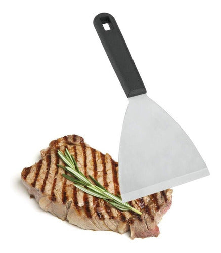 Espatula Metálica Para Cocina Parrilla Plancha Hamburguesas Negro