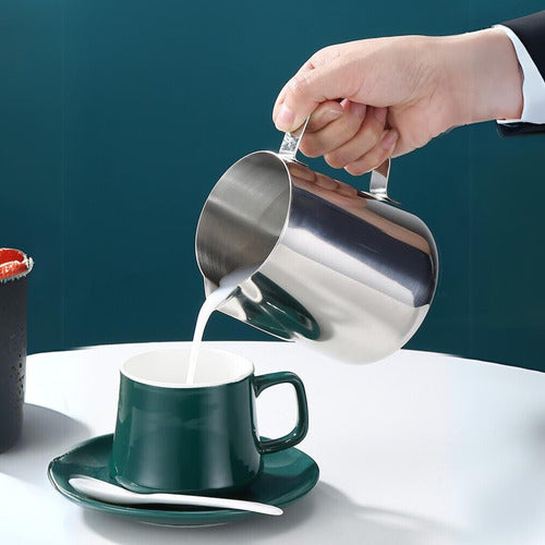 Jarro Lechero Jarra Espuma De Leche Jarra Texturizar 600ml Plateado