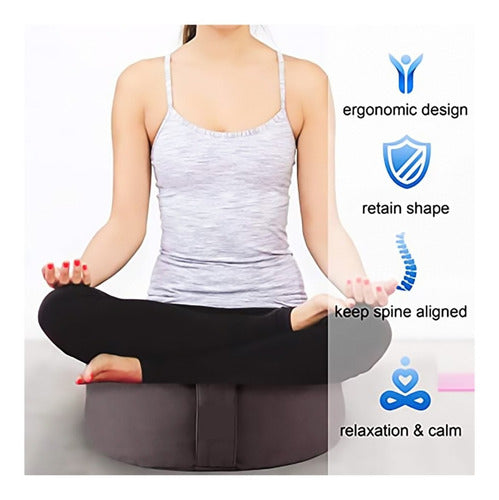 Zafú O Cojín De Meditación , Relleno De Cáscara De Arroz. Gris