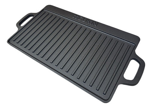 Plancha Churrasquera De Hierro Fundido 2 En 1 - 45x22x1.5cm Negro