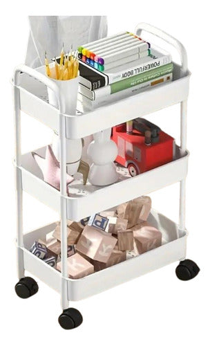 Carrito Carro Organizador Ruedas Multiuso 3 Niveles Norplat Blanco