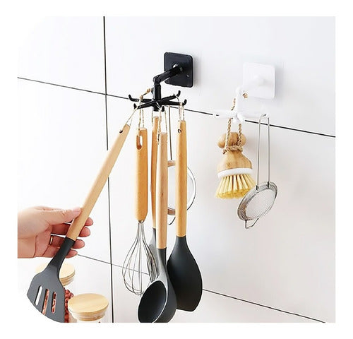 Gancho De Cocina Giratorio 360 Flexible Adhesivo Pared - Ome Negro