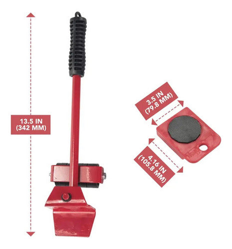Ruedas Mover Muebles Palanca Deslizadores Elevadores Norplat Rojo