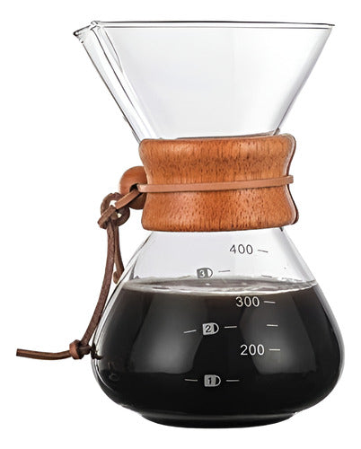 Cafetera Chemex Madera Con Filtro De Acero Inoxidable 400 Ml