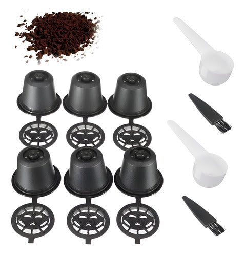 6 Capsulas Cafe Reutilizable Para Cafetera Nespresso Norplat Negro