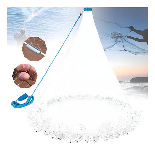 Red De Pesca De Fundición Agua Dulce Y Salada 360cm Norplat Blanco