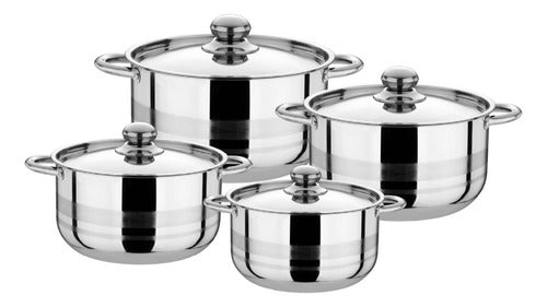 Bateria De Cocina Acero Inoxidable 4 Ollas Induccion Norplat Plateado