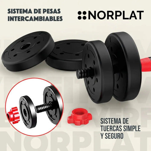 Set Mancuernas Ajustable Norplat 30kg Juego De Pesas Unibles Negro