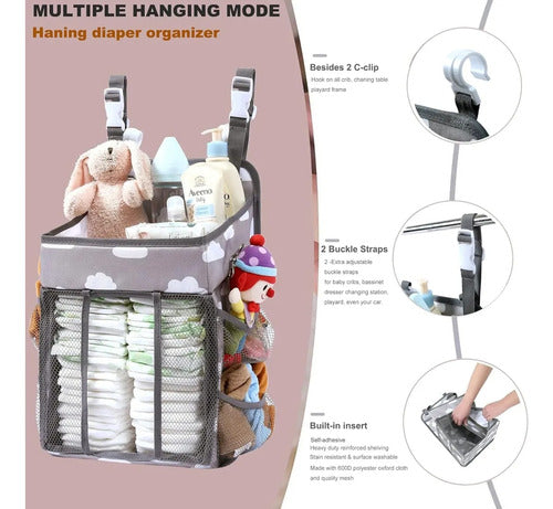Organizador Pañales Cambiador Cuna Carrito Pañal - Norplat Gris