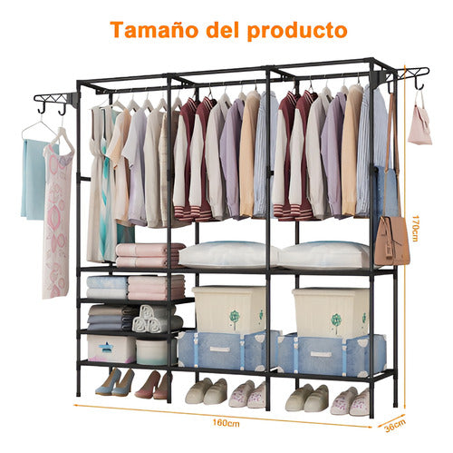 Closet Organizador 3 Espacios Zapatero Perchero - Norplat Negro