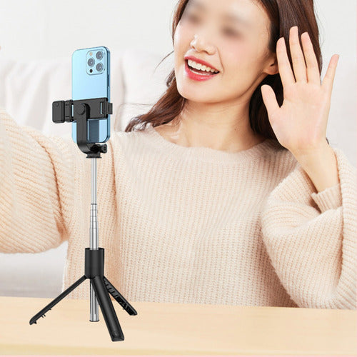 Palo Selfie Stick Trípode Baston Extensible Bluetooth TriPod Negro