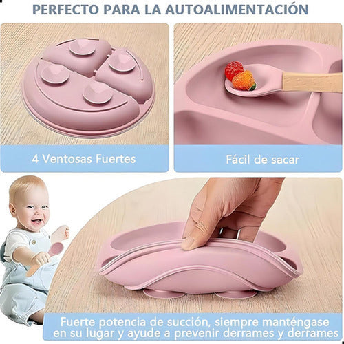Set Alimentación Bebe Silicona 8 Piezas Bpa Free - Norplat Rosa