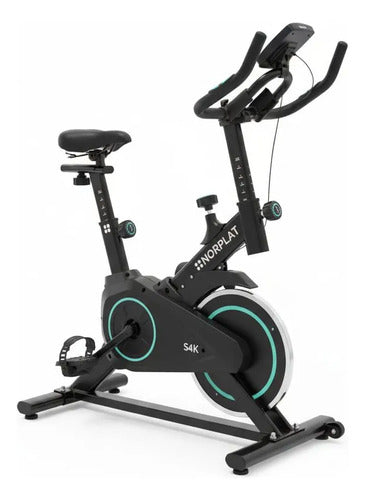 Bicicleta Estatica Norplat S4k Spinning Fitness Volante 4kg Azul Y Negro