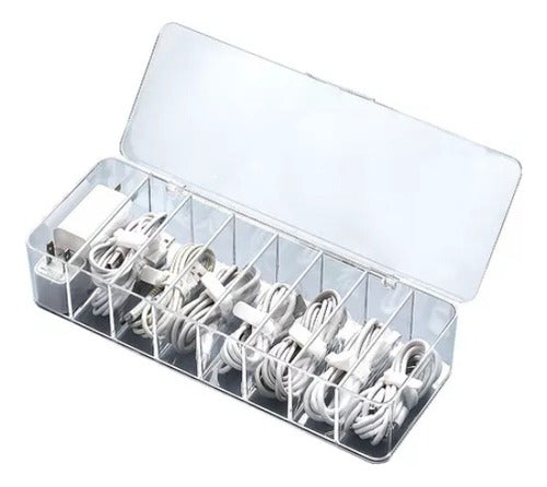 Caja Almacenamiento Organizadora Plastica Cable Tapa Norplat Blanco