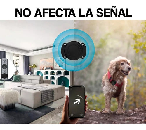 Soporte Collar Mascotas Para Airtag Impermeable Resistente Azul Tag M