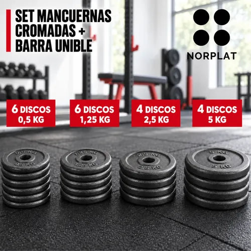 Set Mancuernas 50kg Norplat Fitness Pesas Peso Regulable Negro