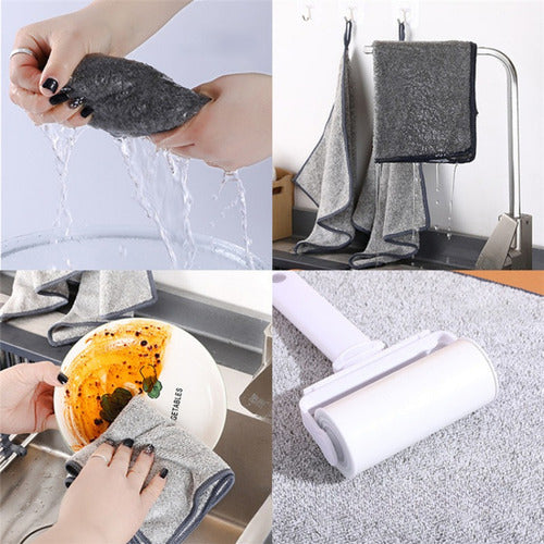 Set 12 Paños De Cocina Docena Fibra Carbon Ecológico Norplat