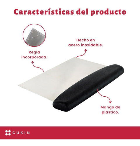 Espatula Metalica Reposteria Masa Pizza Cortador Masa- Cukin Negro