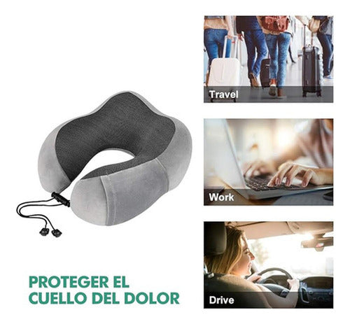 Almohada Cuello Especial Para Viajes Cojin Cervical Norplat Gris