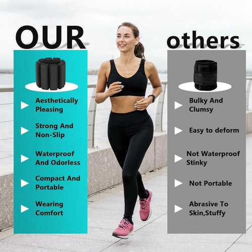 2 Muñequeras Pulsera Silicona Con Peso 450g C/u - Norplat Negro