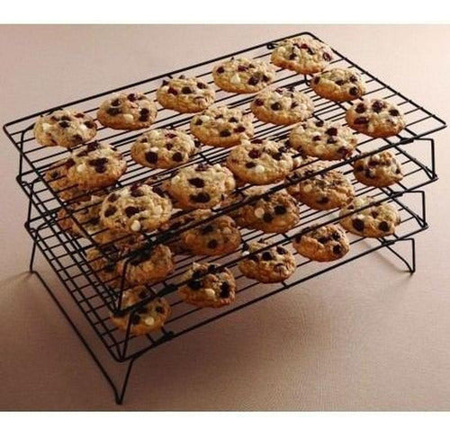 Rejilla Triple Apilable Enfriar Galleta Reposteria - Norplat Negro