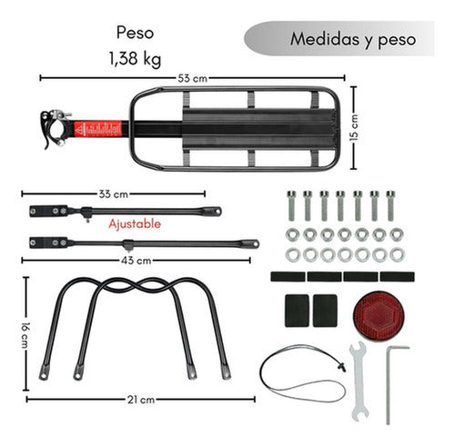 Parrilla Bicicleta Con O Sin Disco Porta Alforjas - Norplat Negro